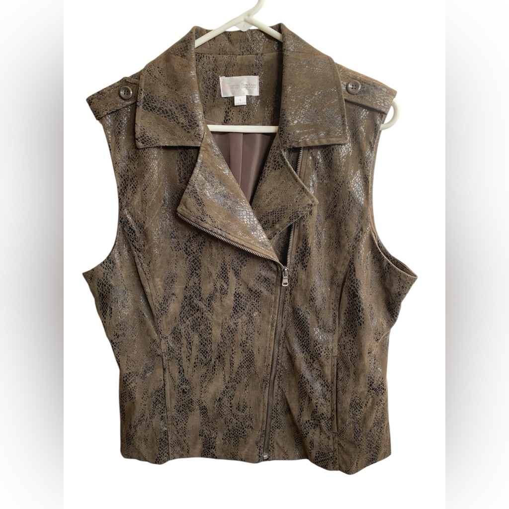 Erin London Textured Brown Vest Size L